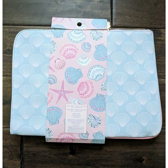 Wandering Moon TECH POUCHES NEW Tablets up to 12" Sea Shells Clams Pink Blue - Picture 6 of 7